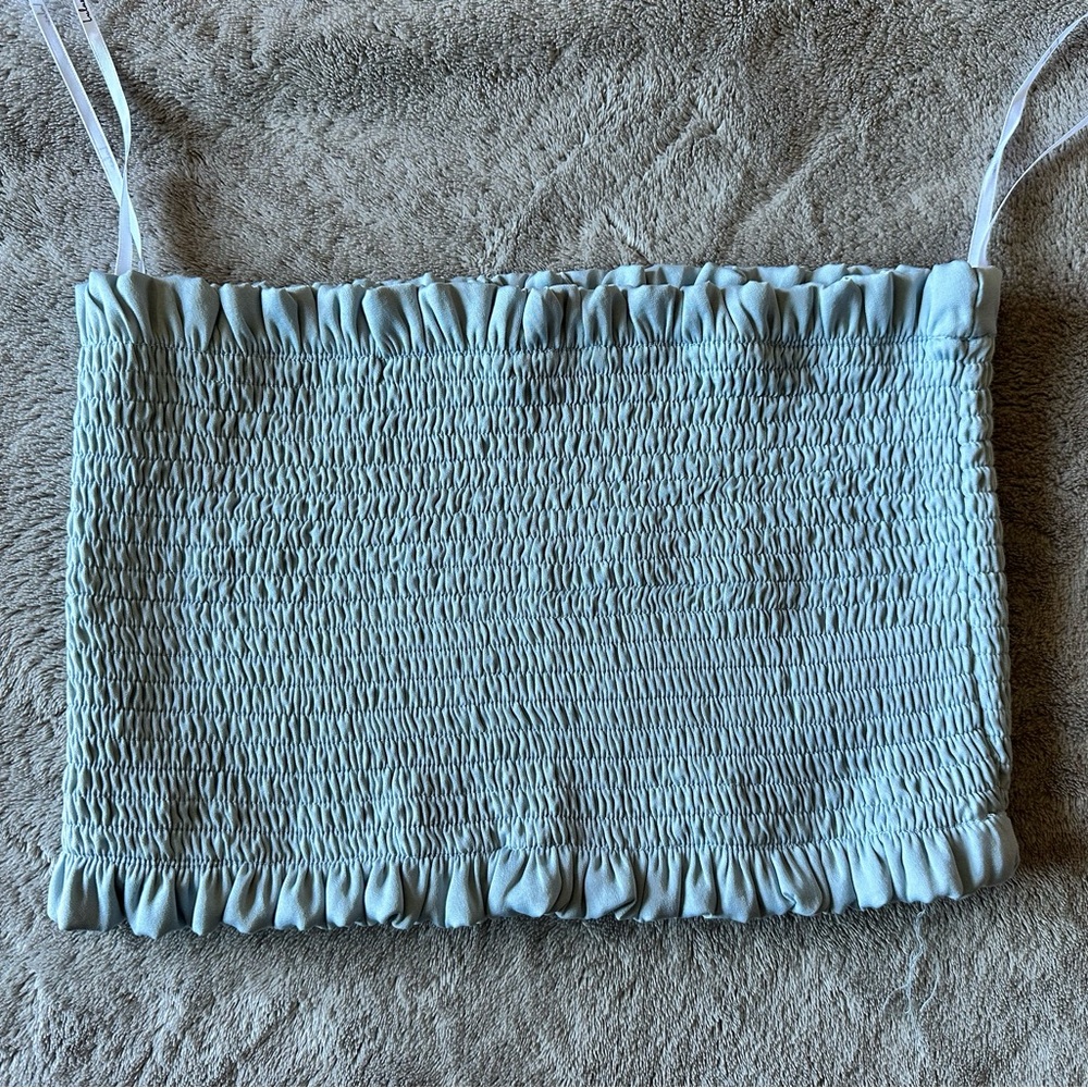 Sage Smocked Tube Top